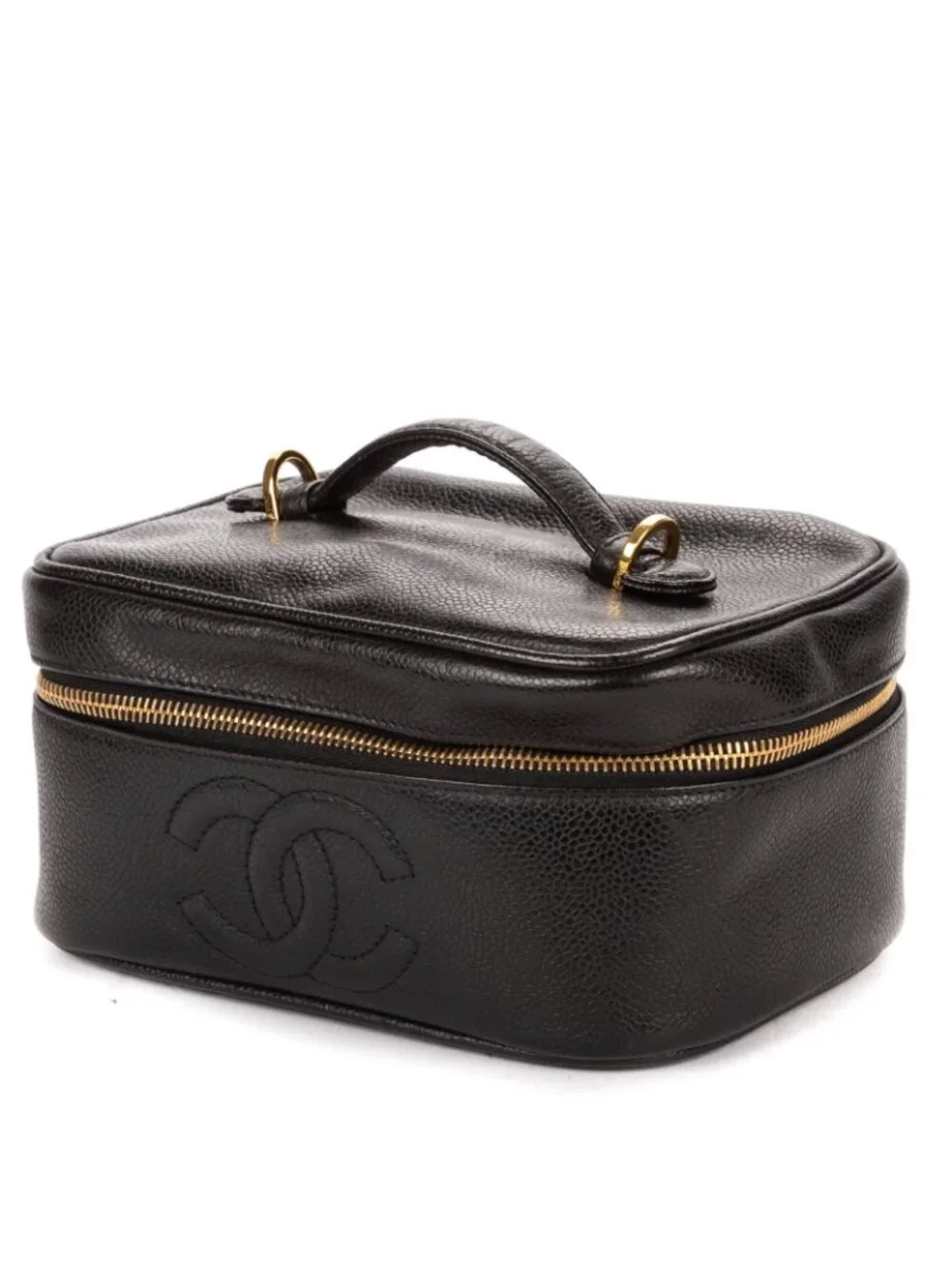 Chanel CC Logo Vanity Bag Black Caviar Leather